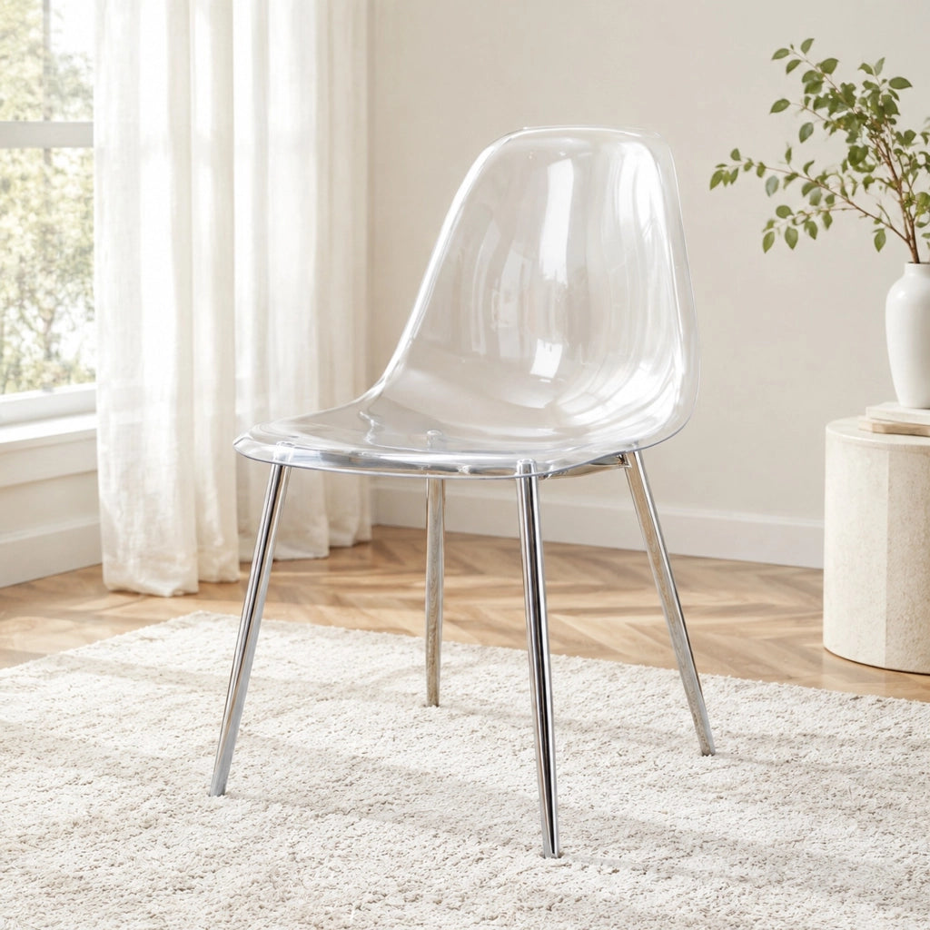 SEDIA da pranzo trasparente 83 cm Metallo argento Set da 4 pezzi