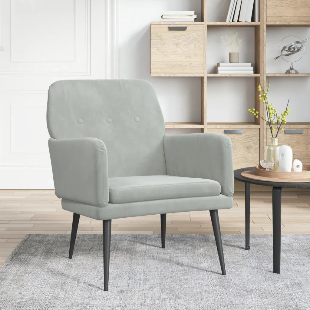 Poltrona Grigio Chiaro 62x79x79 cm Velluto 351404