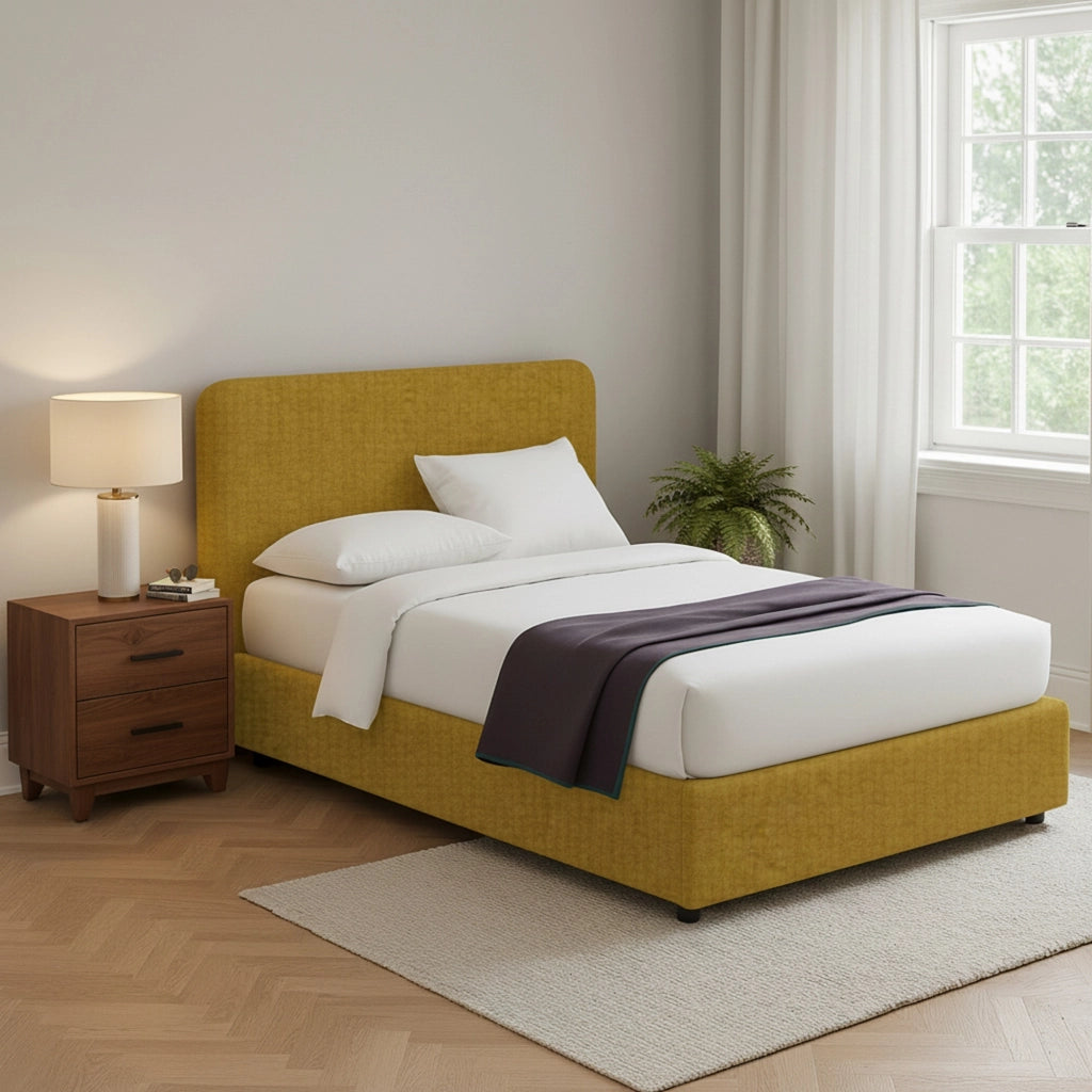 Bury, Letto Matrimoniale Sfoderabile Made in Italy, Giallo Ocra
