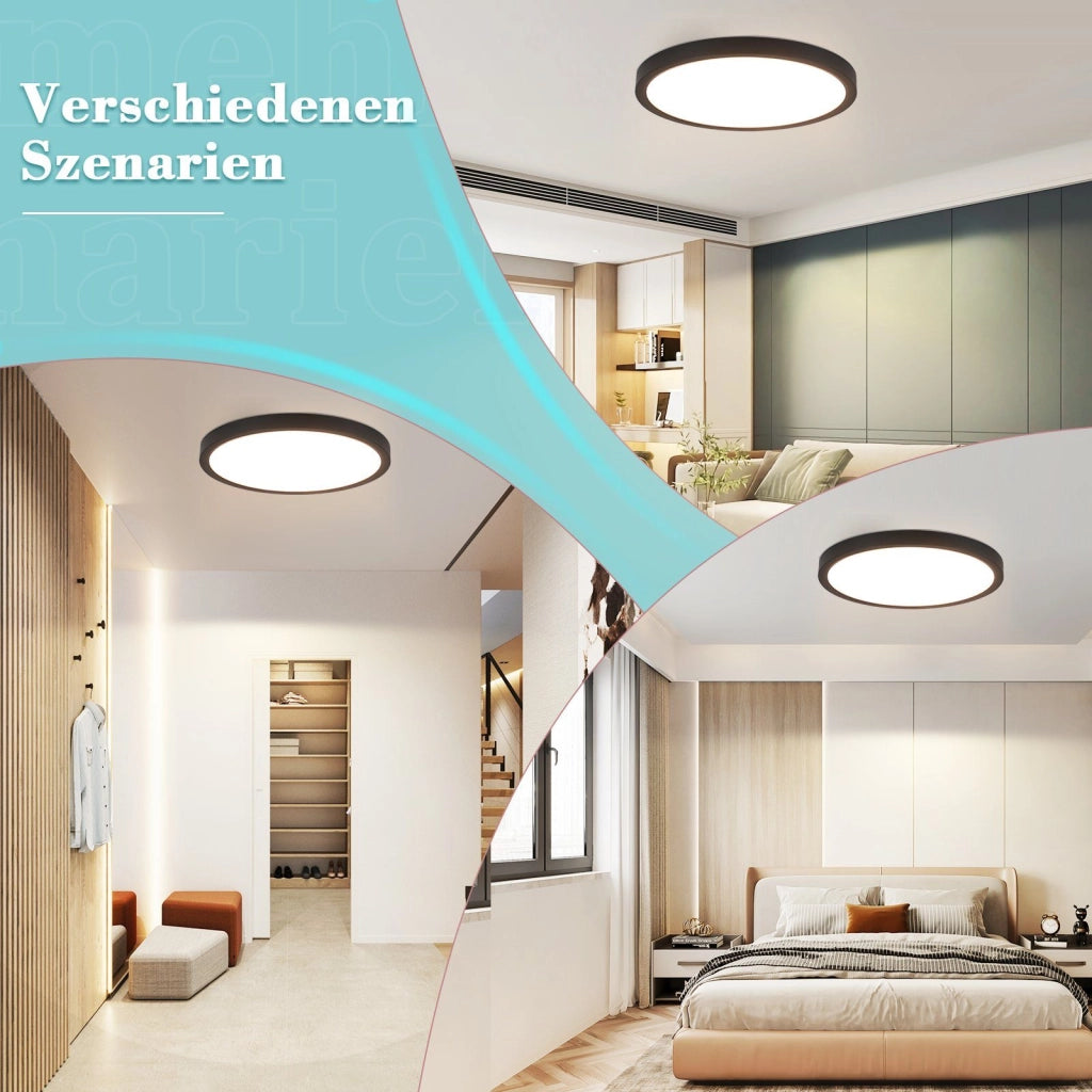ZMH Lampada da soffitto plafoniera LED rotonda nera 24W per corridoio soggiorno appartamento