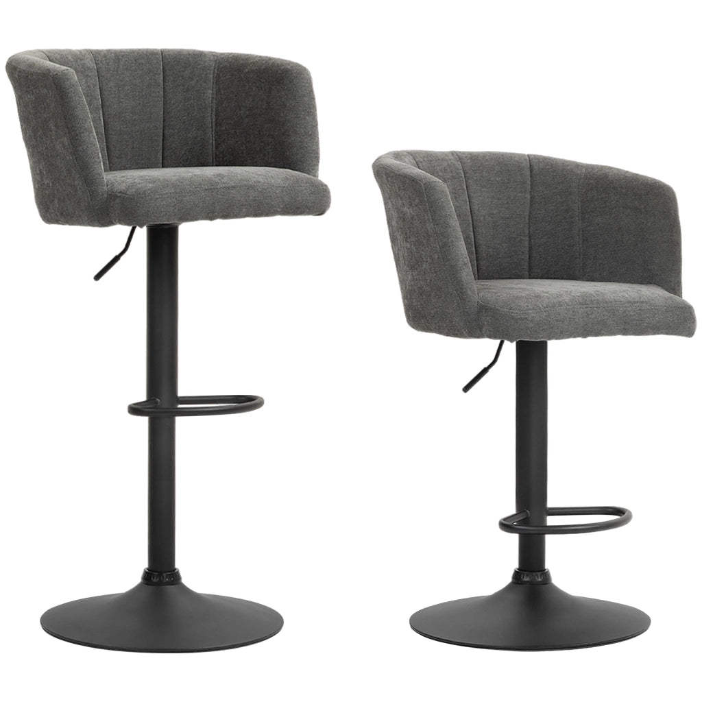 SGABELLO ALTO Set da 2 pezzi girevole 59x53x89-110 cm grigio scuro poliestere