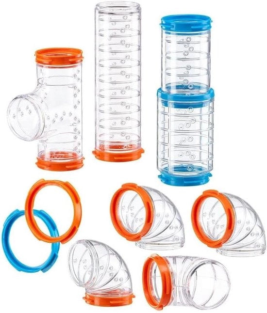 Set di Tubi per Hamster - Totale 9 Pezzi con Fessure di Aerazione e Accessori