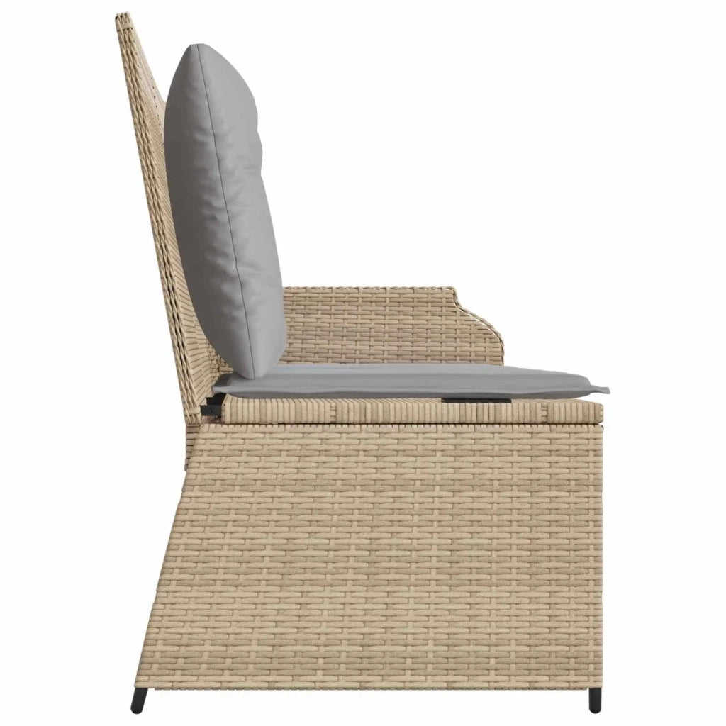 Panchina da giardino con cuscino Beige e grigio polyrattan