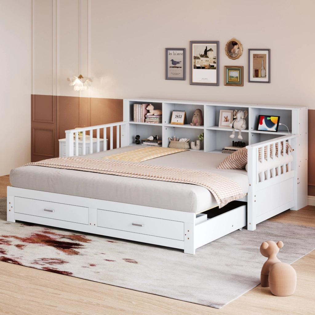 DIVANO LETTO ESTRAIBILE 90x190/180x190 CM LEGNO BIANCO