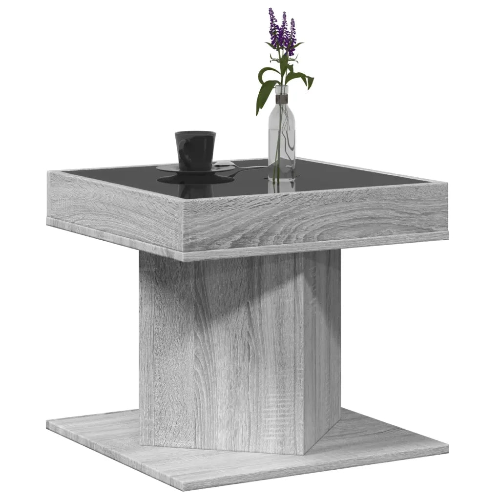Tavolino Salotto con LED Grigio Sonoma 50x50x45 cm Multistrato