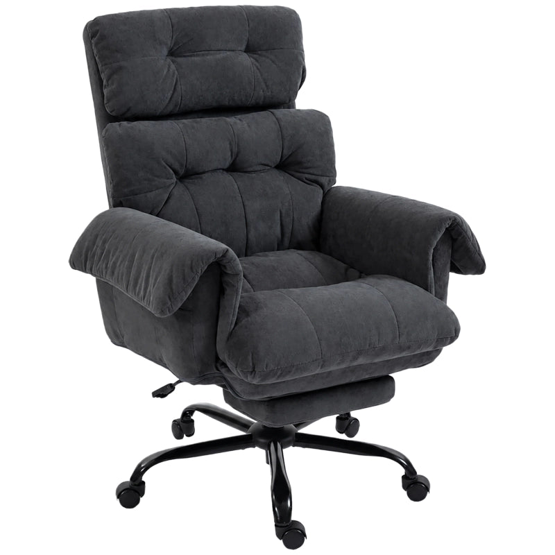 SEDIA UFFICIO Girevole Reclinabile con Poggiapiedi 80x77x108-116 cm Grigio Scuro