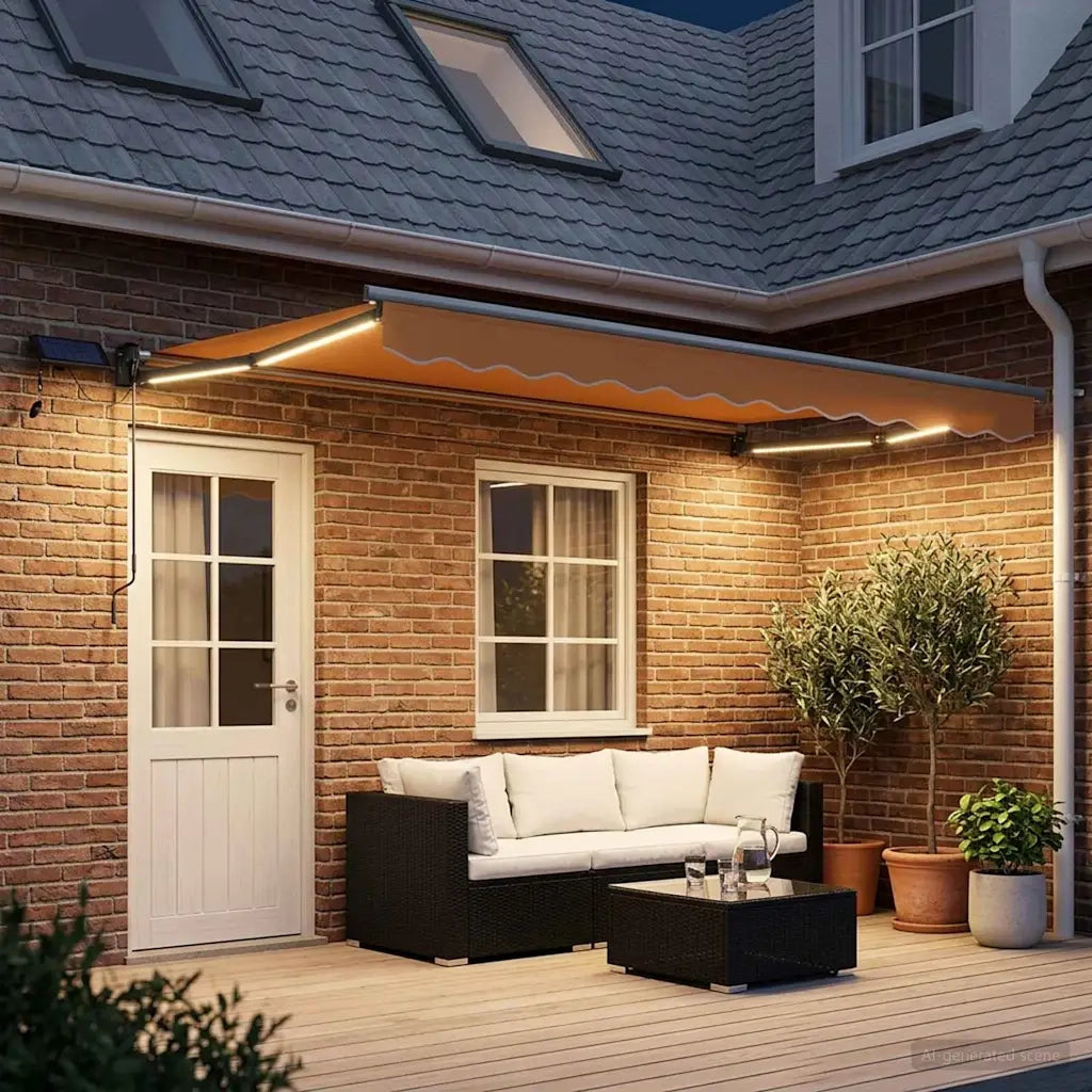 Tenda retrattile manuale con LED Sabbia 3426361