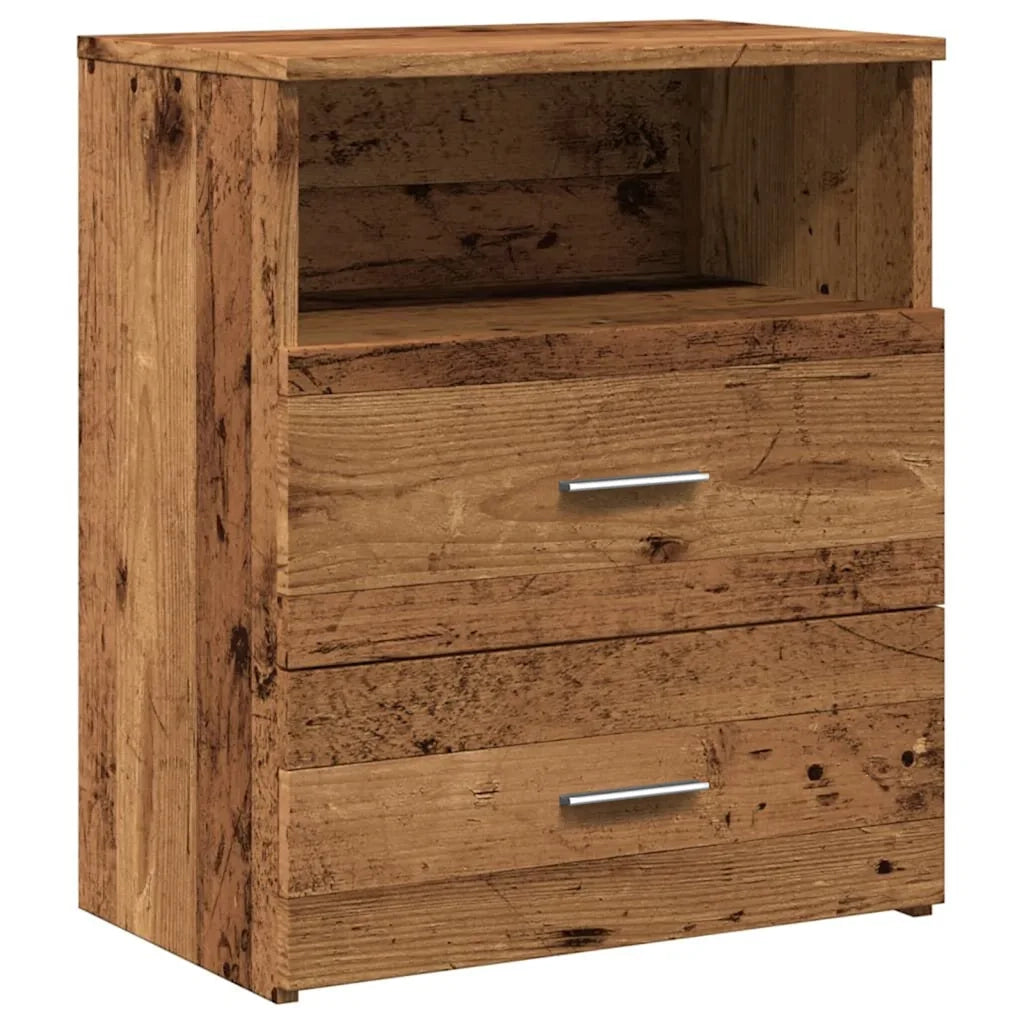 Set di 2 Comodini | Armadio da Notte | Mobiletto da notte Legno Antico 50x32x60 cm in Legno Multistrato
