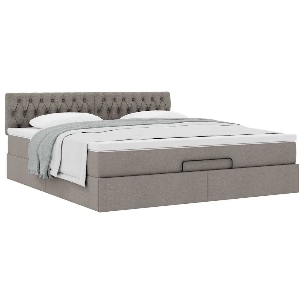 Struttura Letto Pouf con Materasso Tortora 180x200cm in Tessuto 3311564