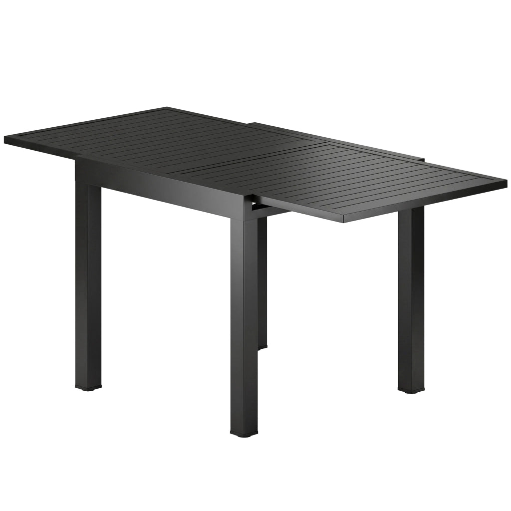 Tavolo da Giardino a Doghe Allungabile per 4-6 Persone, in Alluminio, 80-160x80x75 cm, Nero