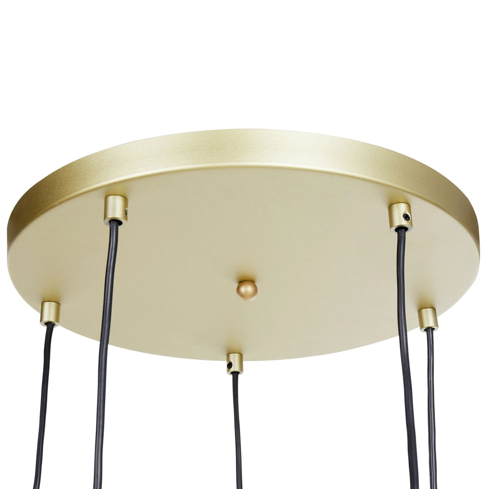 Lampada a sospensione Paralumi in vetro trasparente fumé Metallo oro 5 luci Base nera Design moderno Accessori per la casa Soggiorno