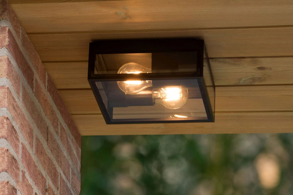 Lucide Dukan lampada parete/soffitto 2xE27 IP65 nera