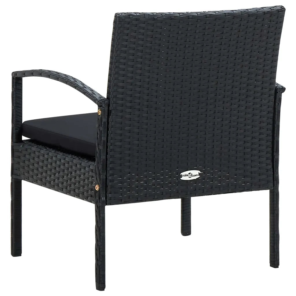 Sedia da Giardino con Cuscino in Polyrattan Nero cod mxl 22962
