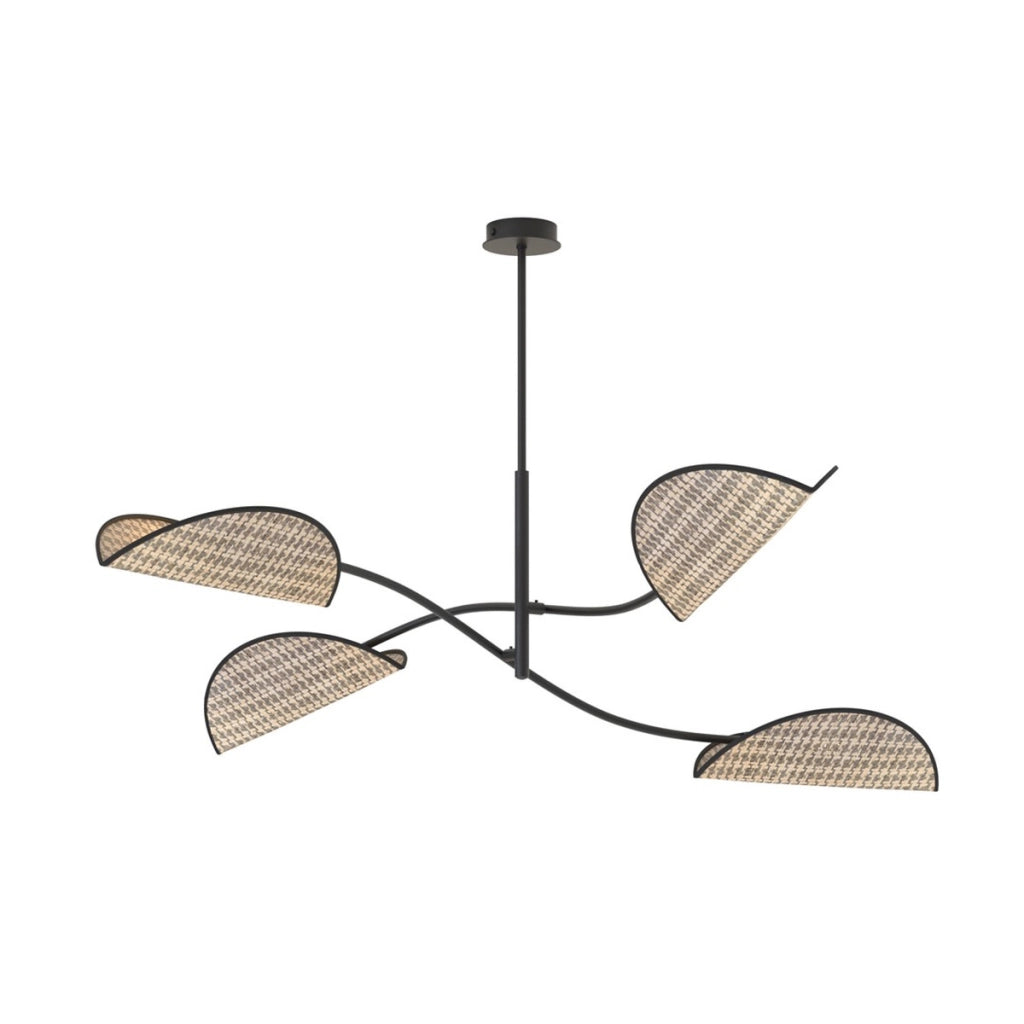 Lampada a sospensione Lotus in acciaio e tessuto effetto velluto