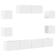 Set di Mobili Porta TV 7 pz | Armadietto TV | Mobile Porta TV Bianco in Legno Multistrato