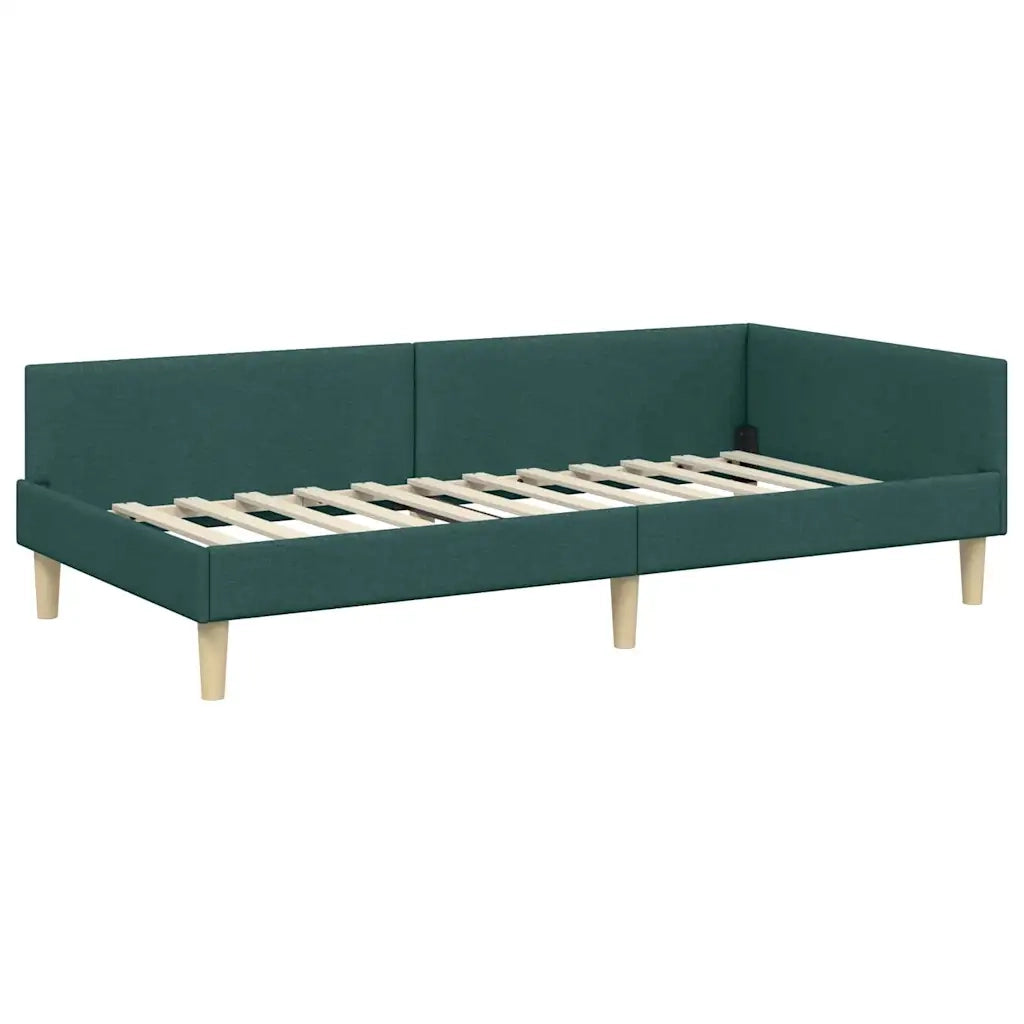 Struttura Letto Angolare con Materasso 2 pz-Giroletto con materasso Verde Tessuto 818159