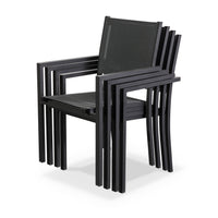 Set tavolo da giardino in alluminio e textilene, 8 posti, 180cm,