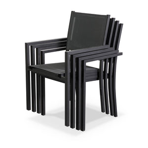 Set tavolo da giardino in alluminio e textilene, 8 posti, 180cm,