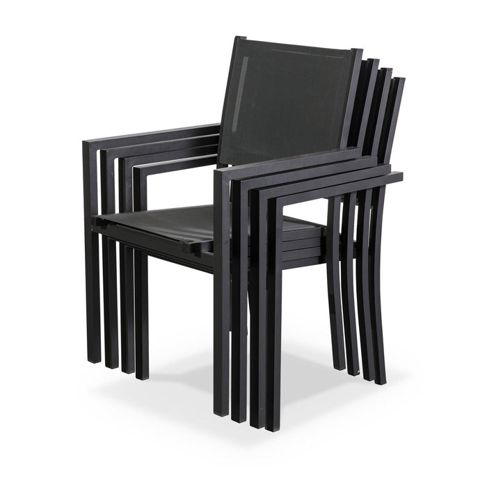 Set tavolo da giardino in alluminio e textilene, 8 posti, 180cm,