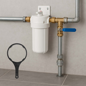 Naturewater Prefiltro, filtro a cartuccia da 10" in PP, per acqua potabile con funzione di controlavaggio, pressione di esercizio 1,5-5 bar, filtraggio acqua domestica