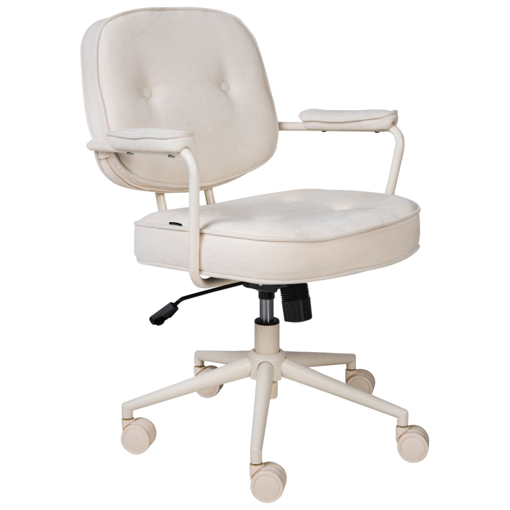 Sedia da ufficio in tessuto Struttura in metallo Funzione girevole Altezza regolabile Mobili da ufficio Bianco sporco