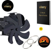 Ventilatore a riscaldamento per camino - Ventilatore per camino fissabile - Garanzia di soddisfazione del 100% - Fino a 350 gradi - 7 pale