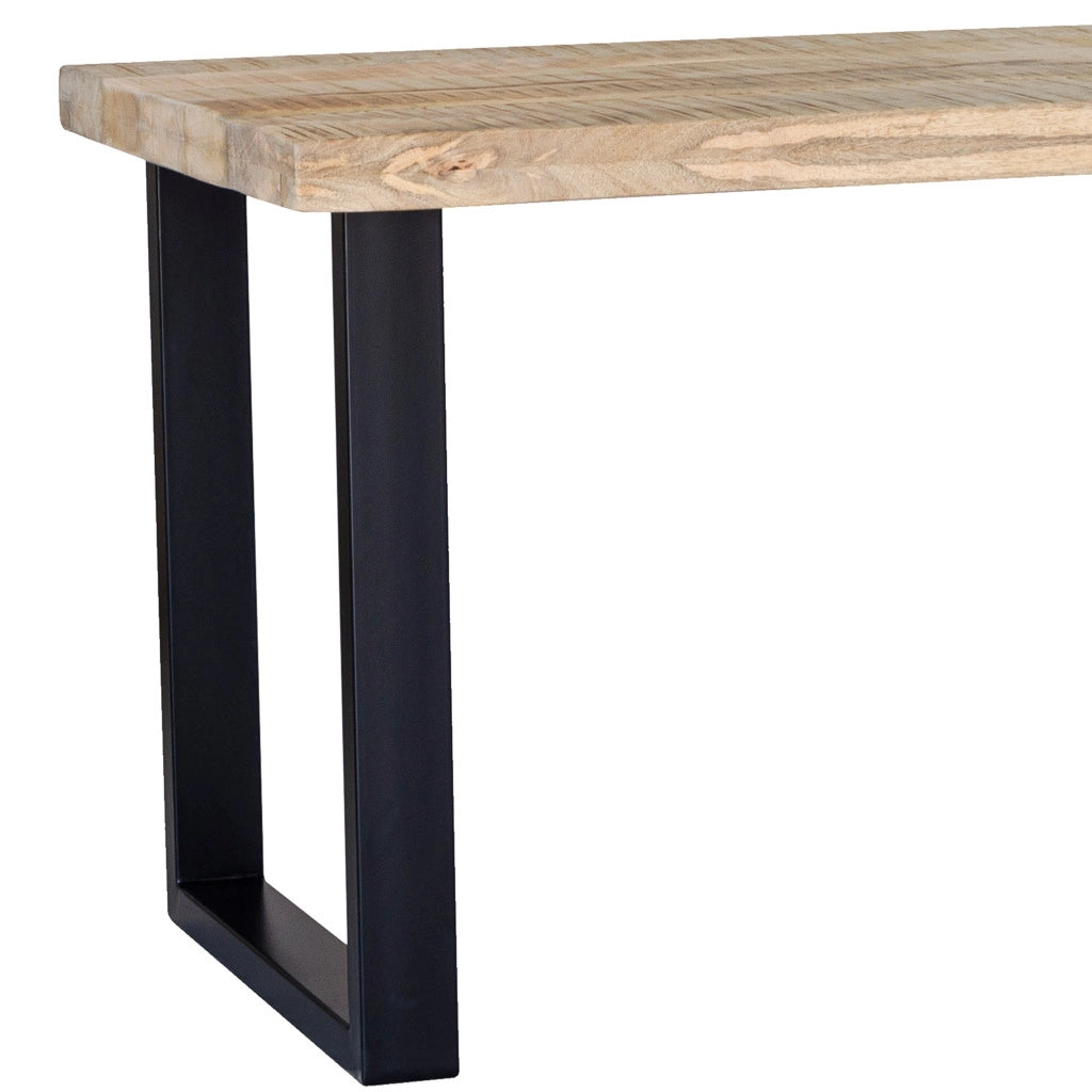 Tavolo da pranzo rettangolare con piano in mango naturale e gambe 160x80x76