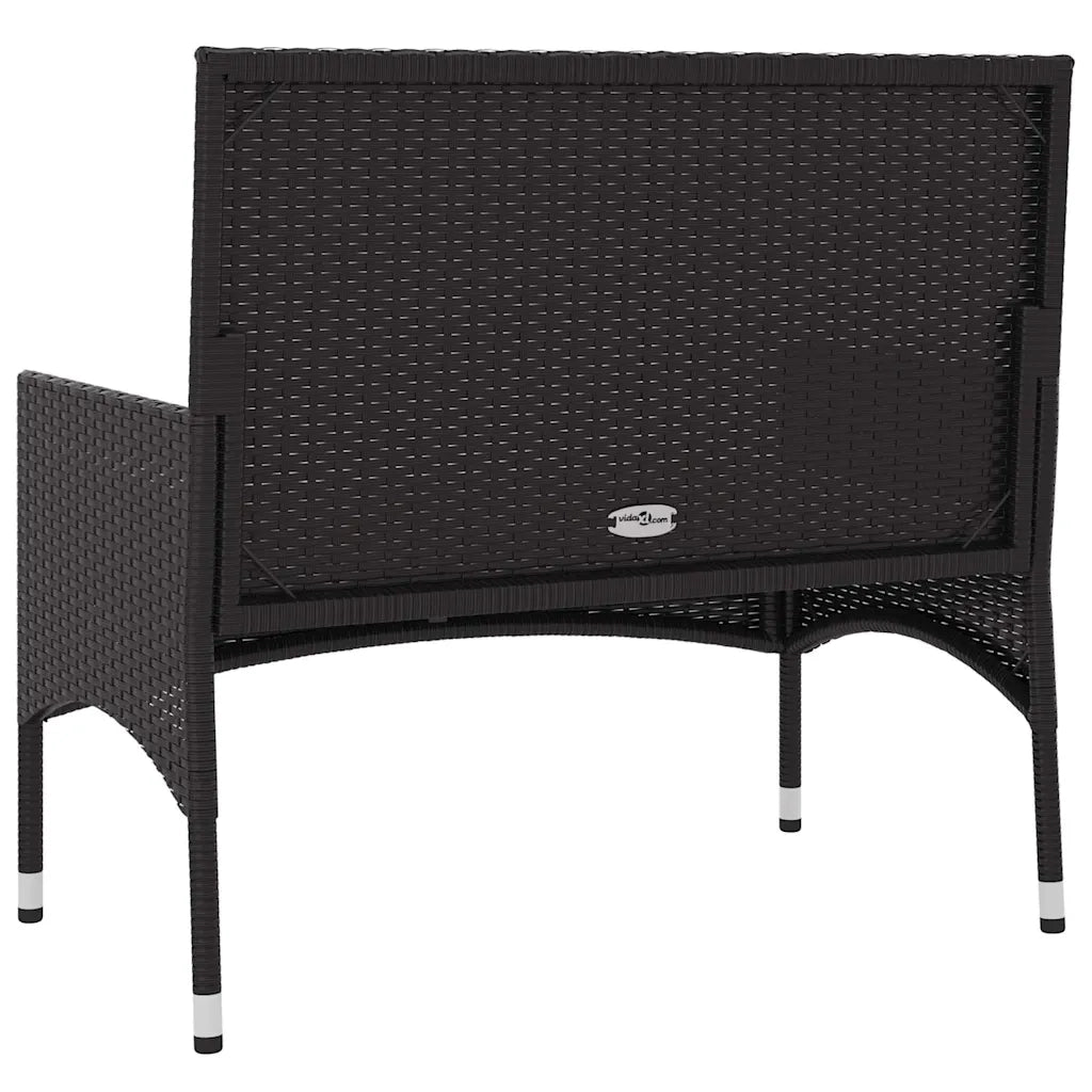 Panca da Giardino a 2 Posti-Sgabello-Panca da esterno con Cuscini in Polyrattan Nero 710242