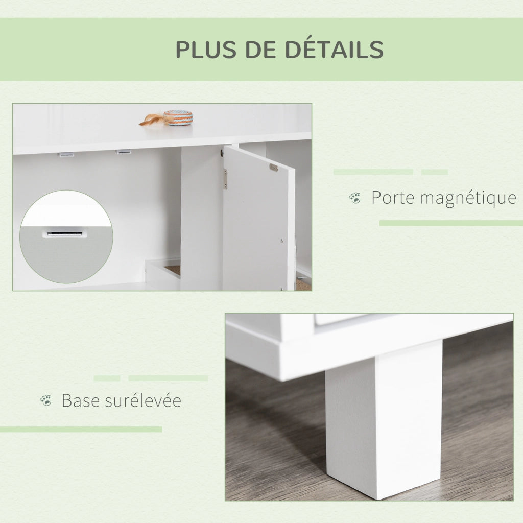 Tavolino da caff¨¨ per gatti ¨C zephmum ¨C 50.5x91x52 cm, bianco, MDF, con grattatoio