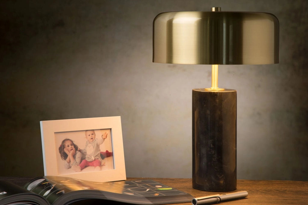 Lampada da tavolo Lucide Mirasol marmo ottone G9 30cm