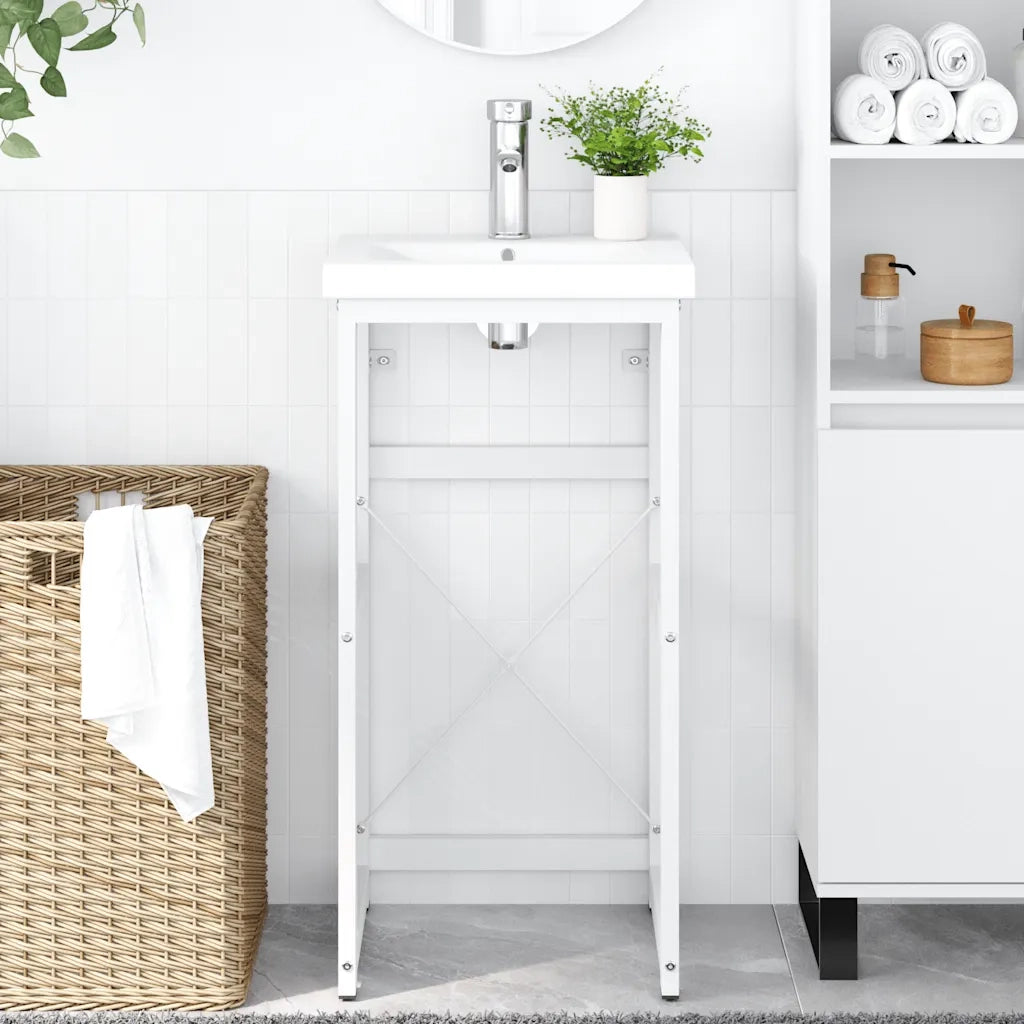 Struttura per Lavabo da Bagno Bianca 40x38x83 cm in Ferro 338496