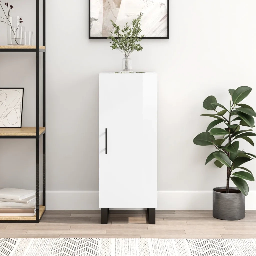 Credenza Bianco Lucido 34,5x34x90 cm in Legno Multistrato 828566