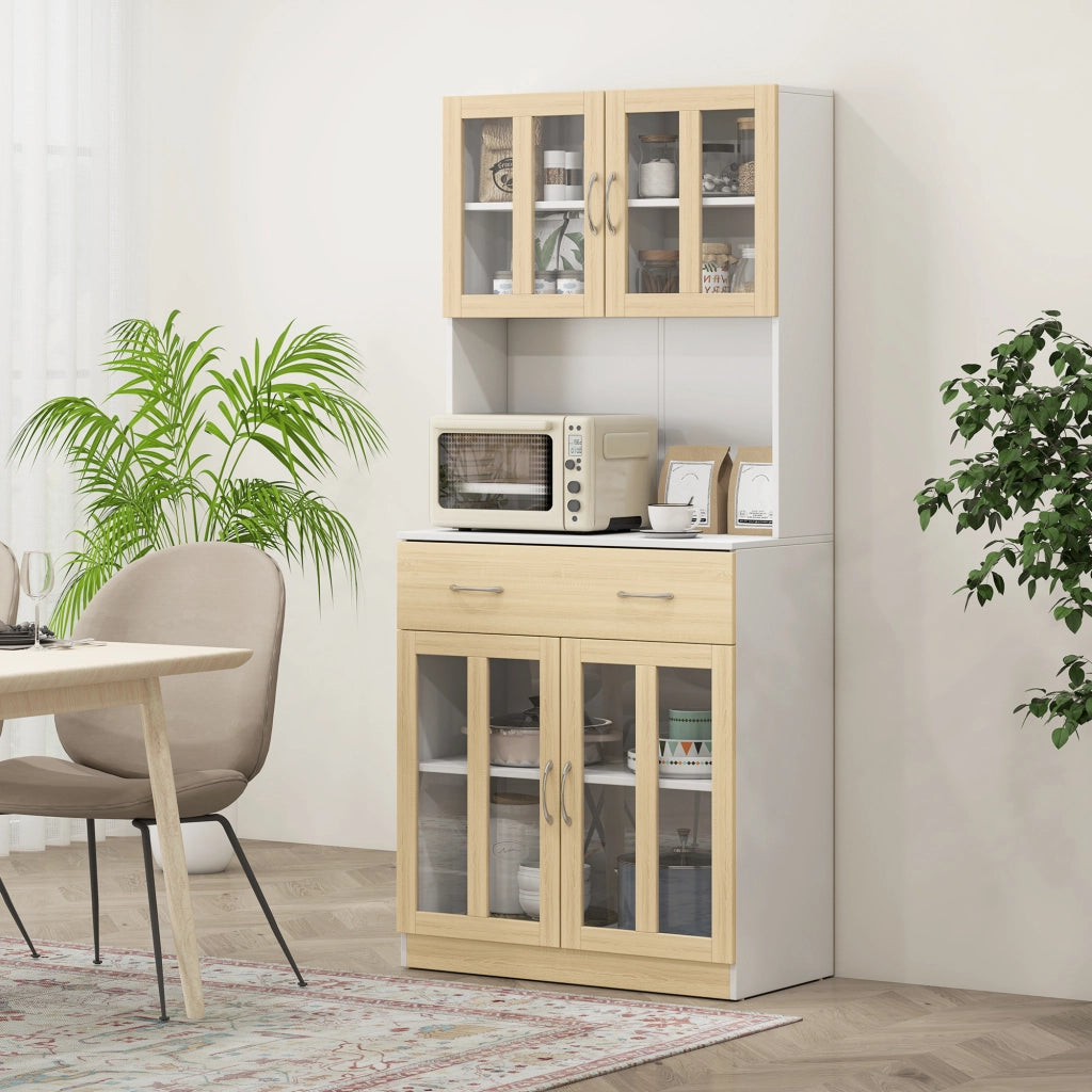 Mobile cucina con 4 ante in vetro ¨C Xylo ¨C Piano aperto cassetto ripiani regolabili 80x40x180 cm