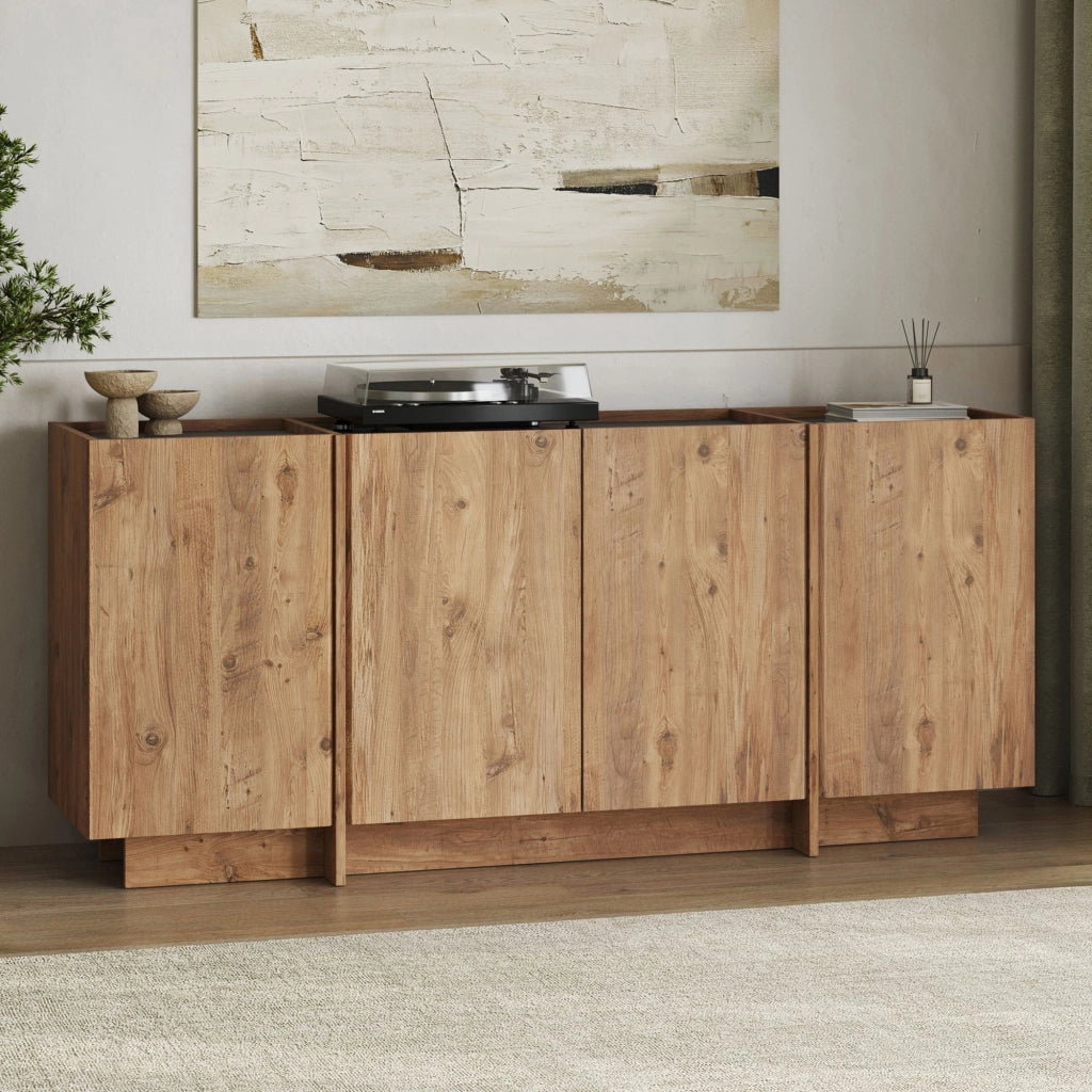Credenza in legno "Dorma" - 180 x 45 x 80 cm - Pino Atlantico / Antracite