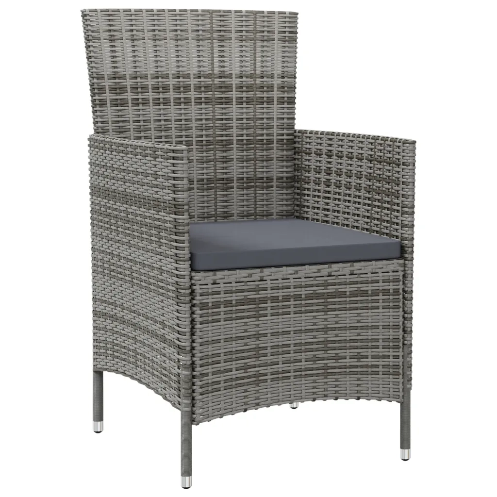 Sedie da Giardino 4 pz con Cuscini in Polyrattan Grigio cod mxl 6295