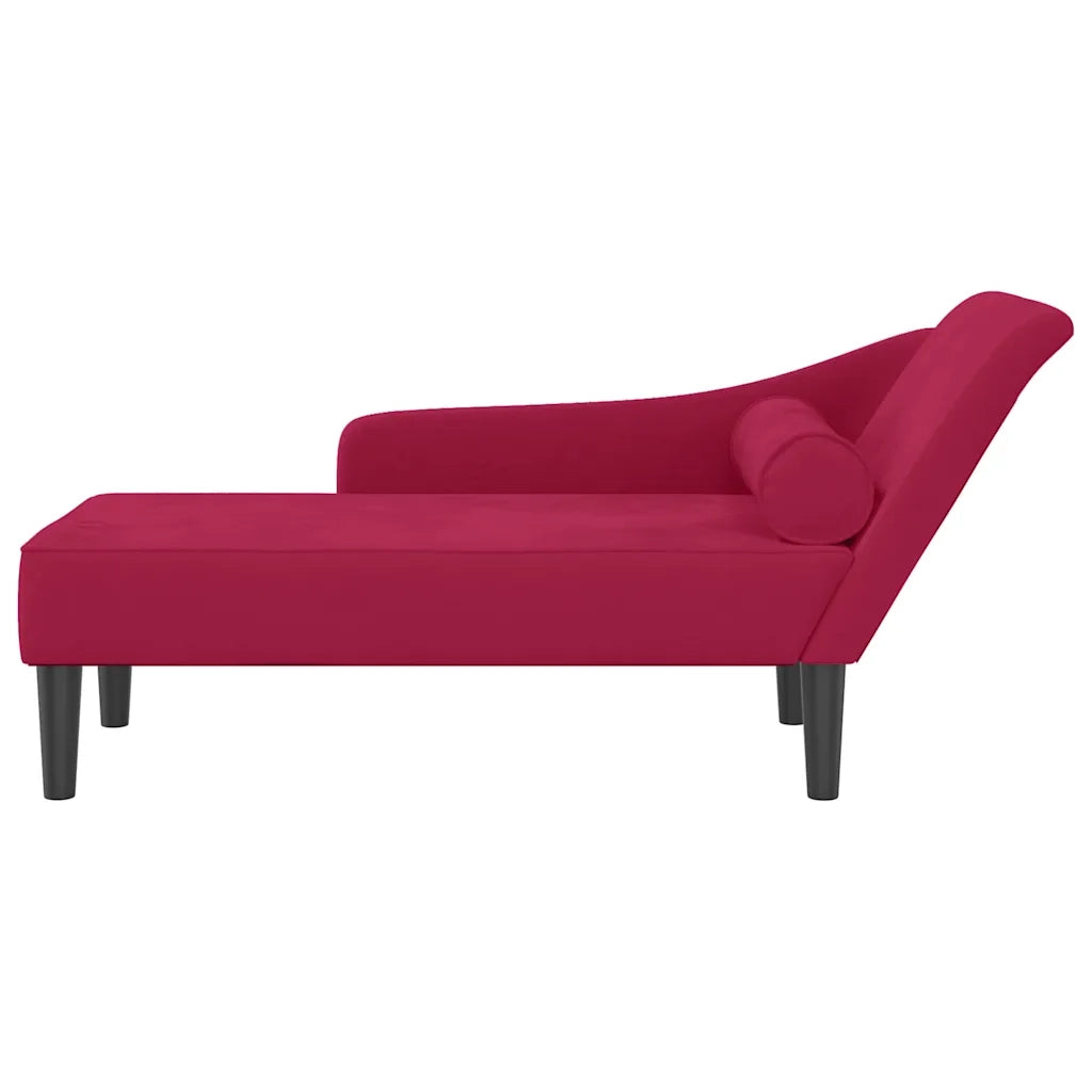 vidaXL Chaise Lounge con Cuscini Rosso Vino in Velluto