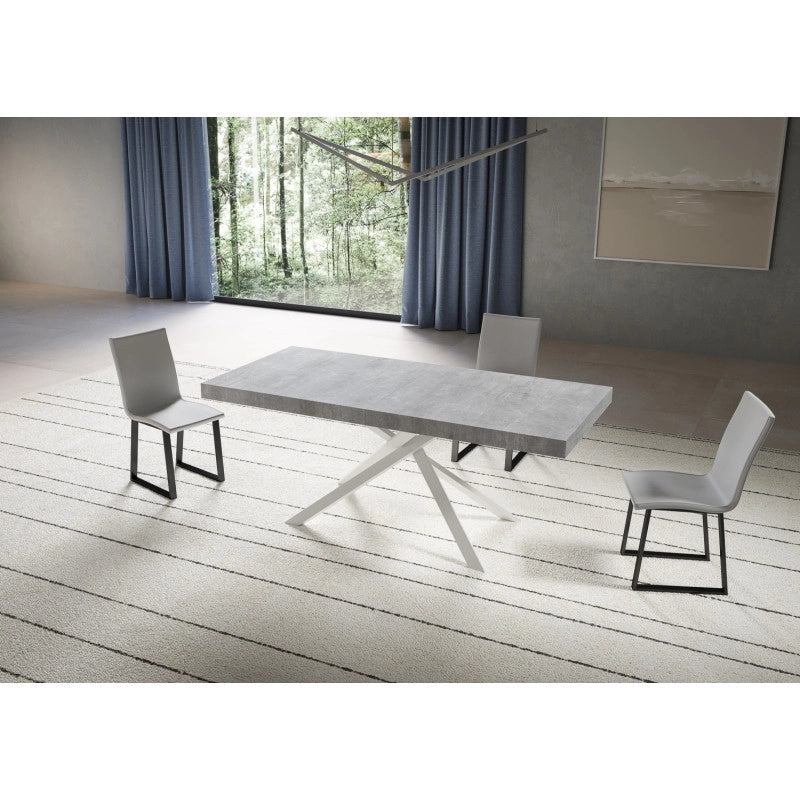 Tavolo allungabile 200/304x90 cm Niket telaio Bianche - Cemento