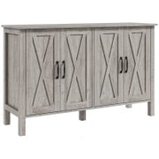 Mobiletto Multiuso stile Rustico con 4 Ripiani Portaoggetti Regolabili, in Legno, 120x37x75 cm, Grigio