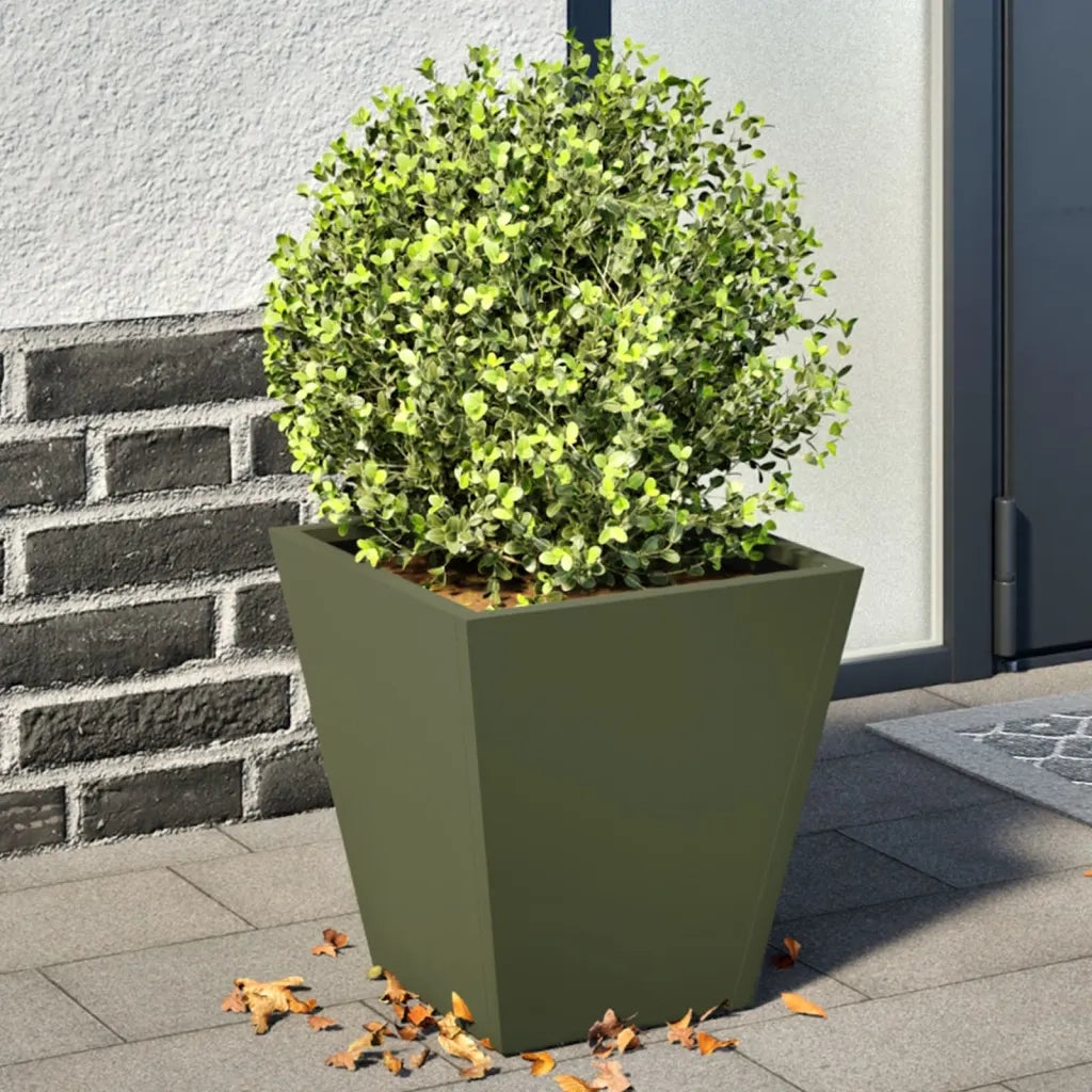 2 pz Fioriere | Cassetta per fiori | Vaso da Giardino Verde Oliva 30x30x30 cm in Acciaio