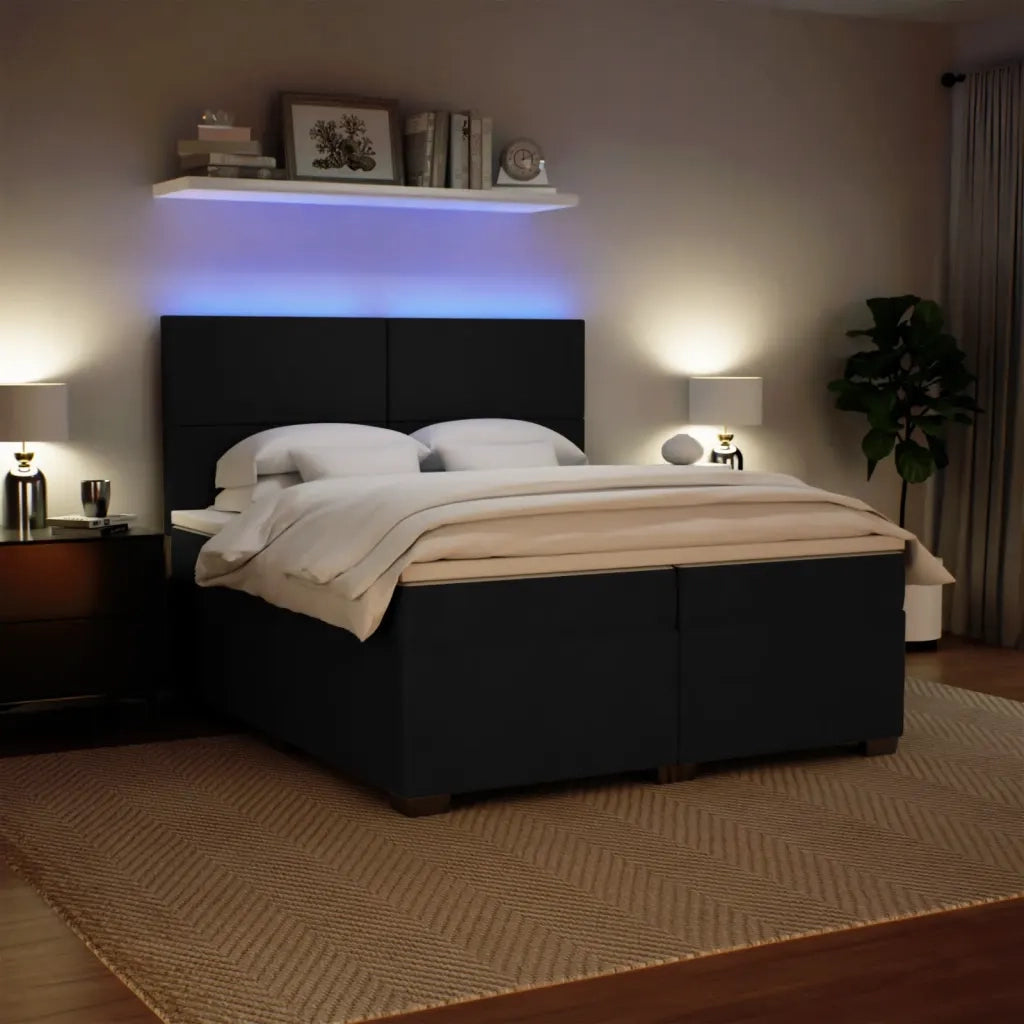 Giroletto a Molle con Materasso Nero 200x200 cm in Velluto 3293298