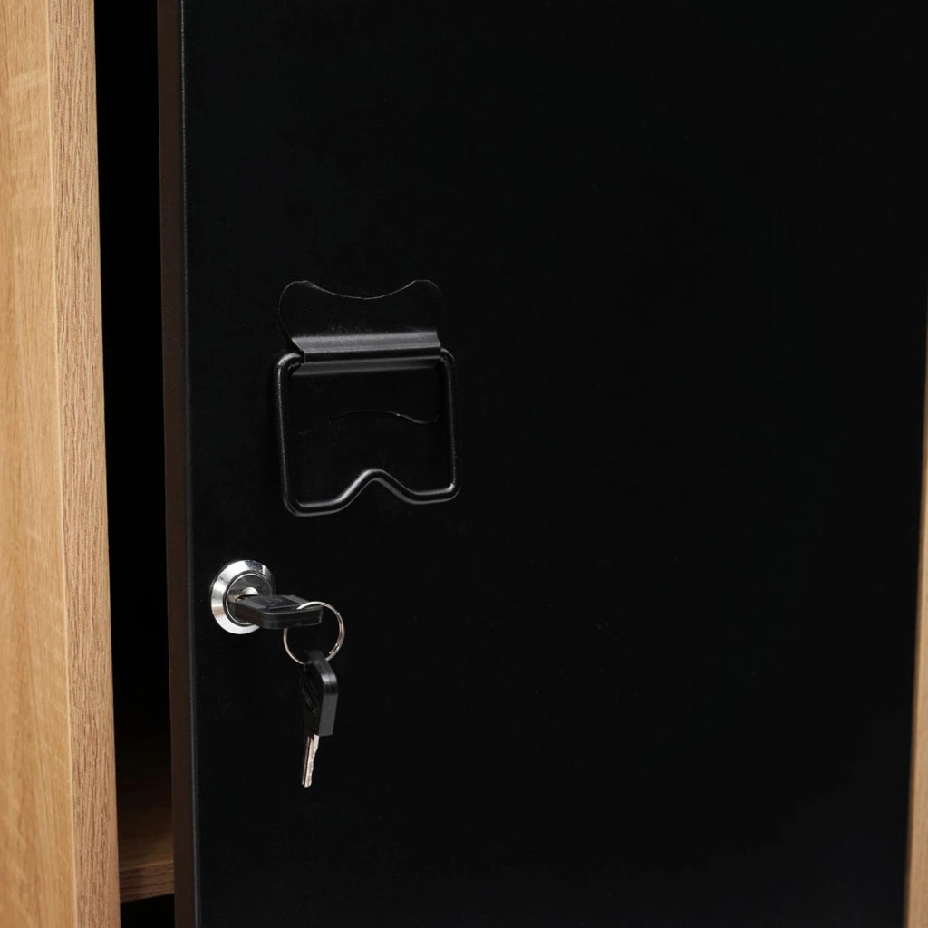 IDMarket - Armadio ESTER in legno con anta in metallo nero, design industriale