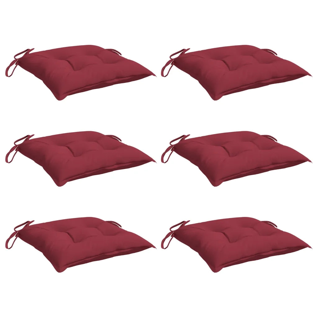 Cuscini per Sedia 6 pz Rosso Vino 40x40x7 cm in Tessuto Oxfordcod mxl 116492