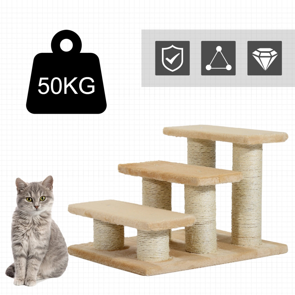 Scala per animali domestici 3 gradini pieghevole ¨C zephmum ¨C crema 34 cm