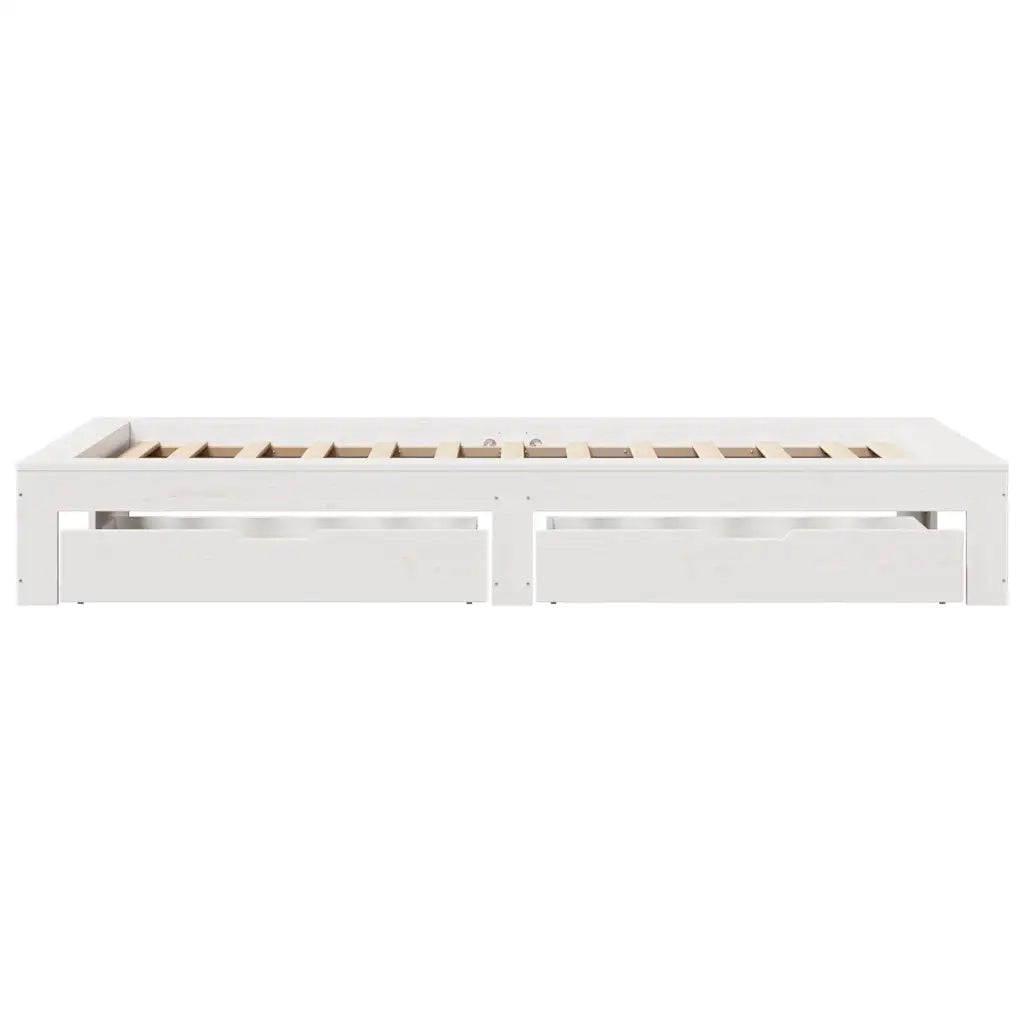 Giroletto senza Materasso Bianco 90x200 cm Legno Massello Pino
