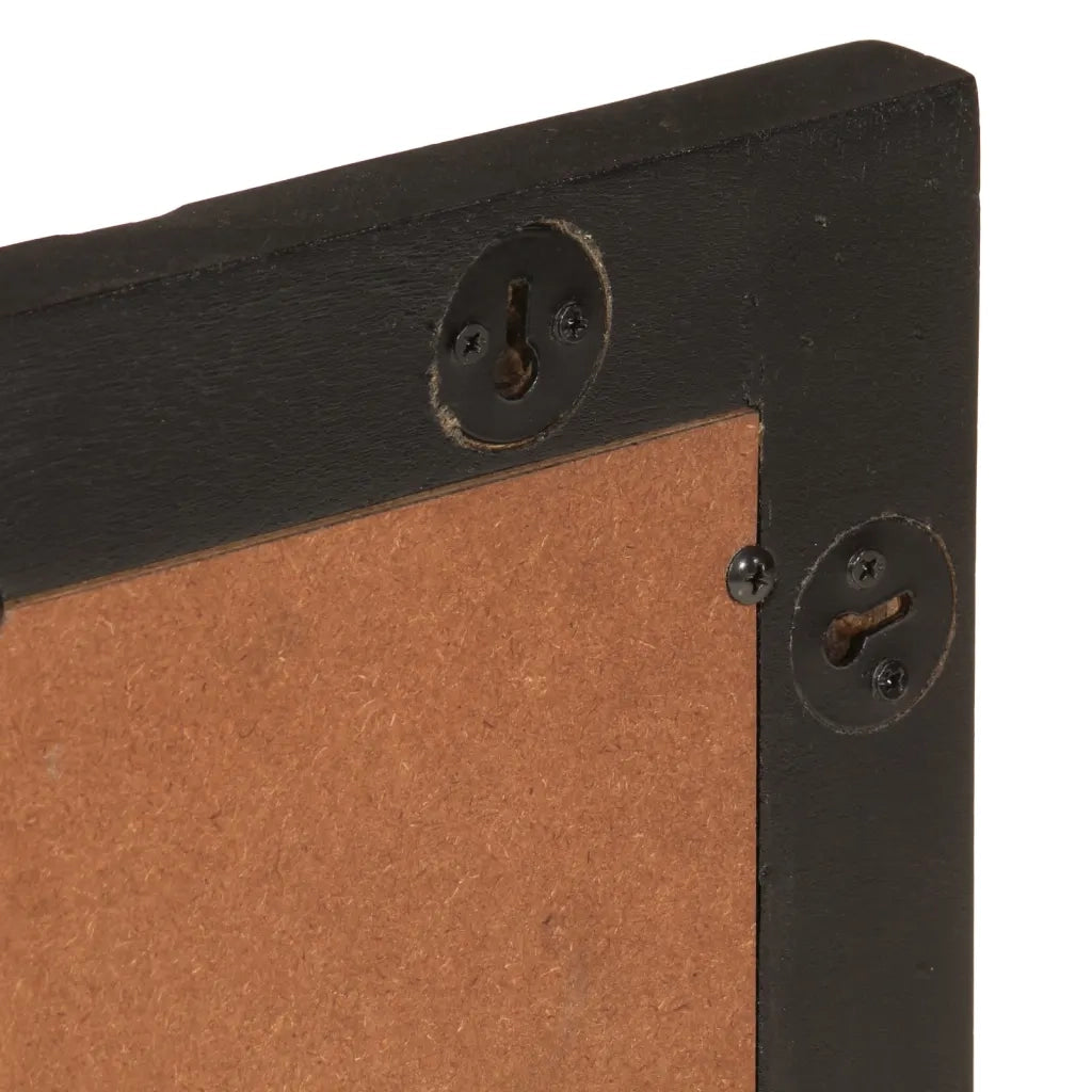 Specchio da Bagno Nero 50x70x2,5cm Legno Massello Mango e Vetro 356850