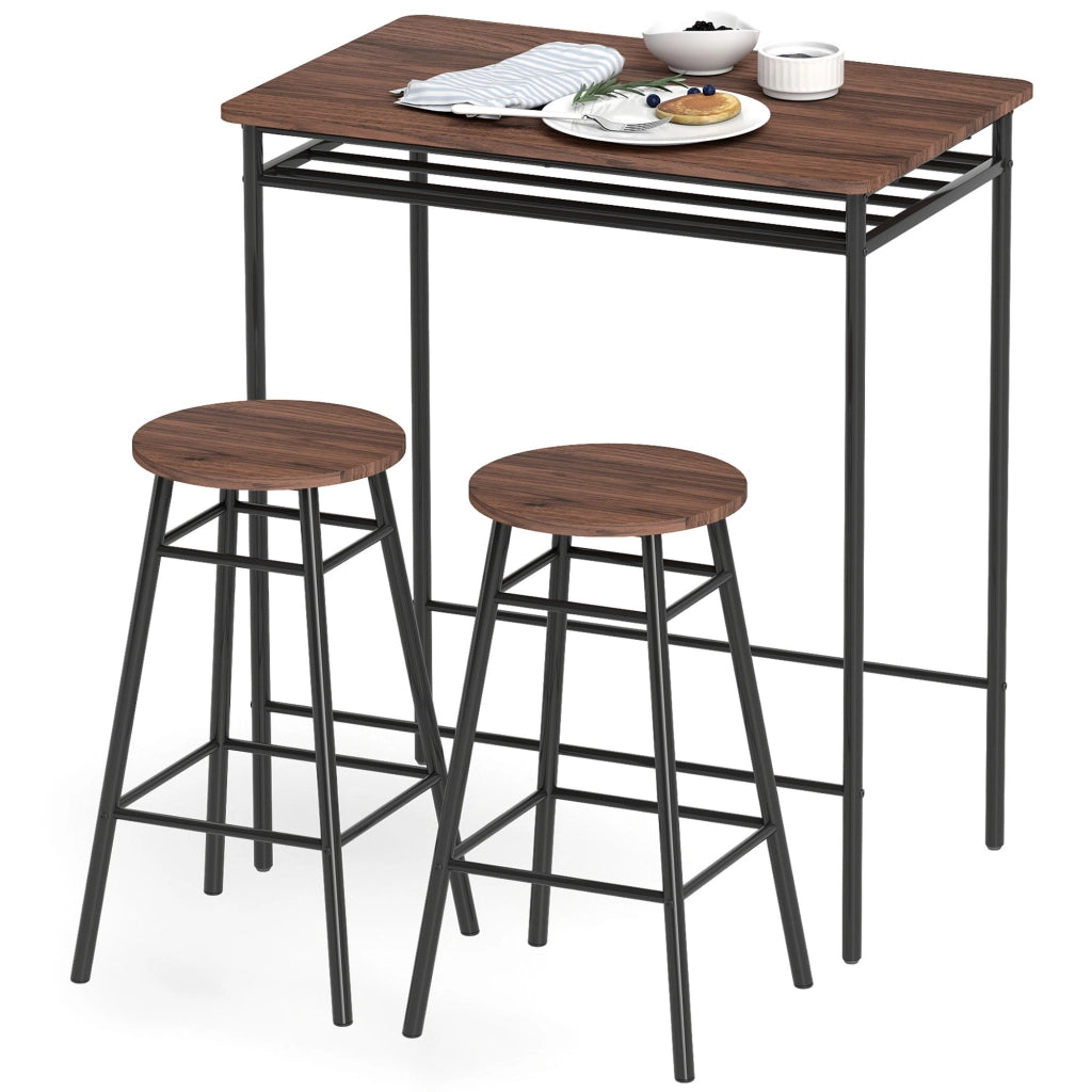 Tavolo da cucina con sgabelli ¨C zephmum ¨C nero, metallo, 90x200