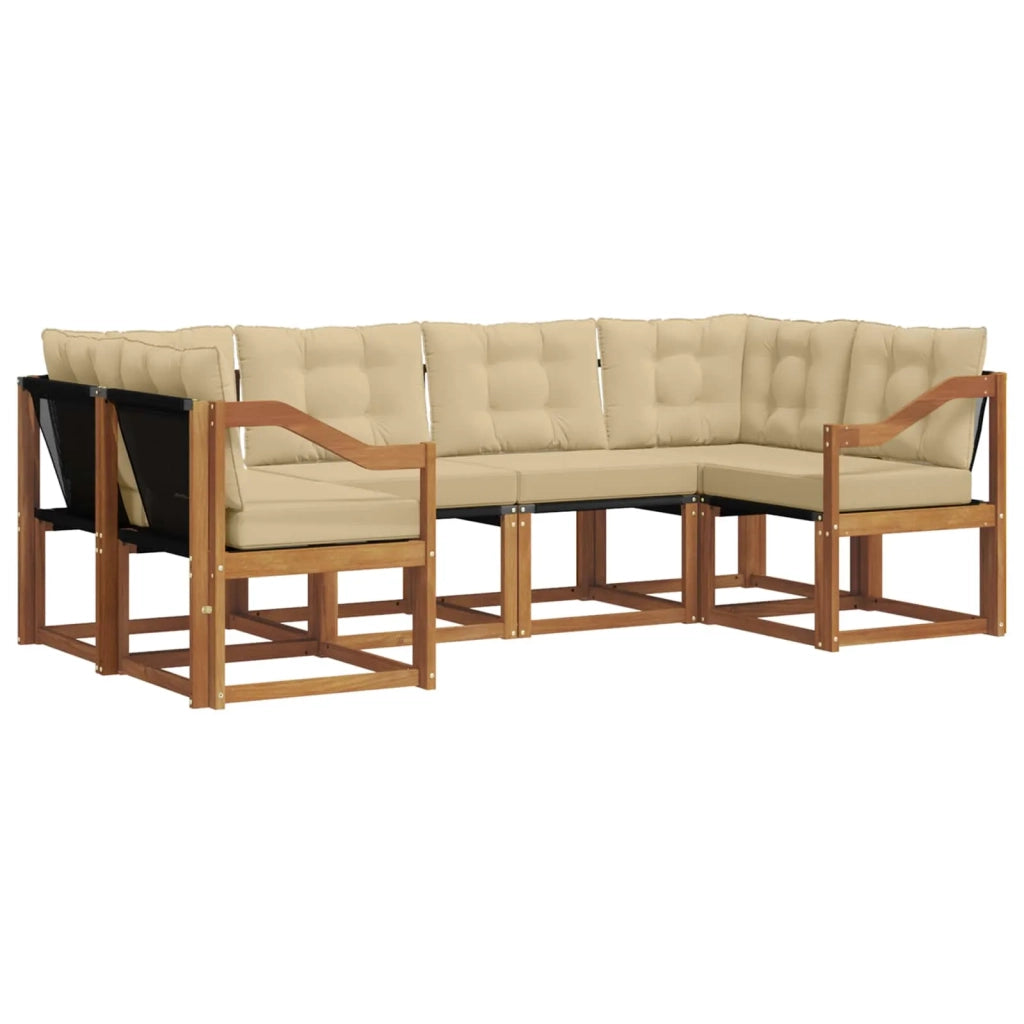 Set di divani da esterno con cuscino 6 pcs Naturale e Beige