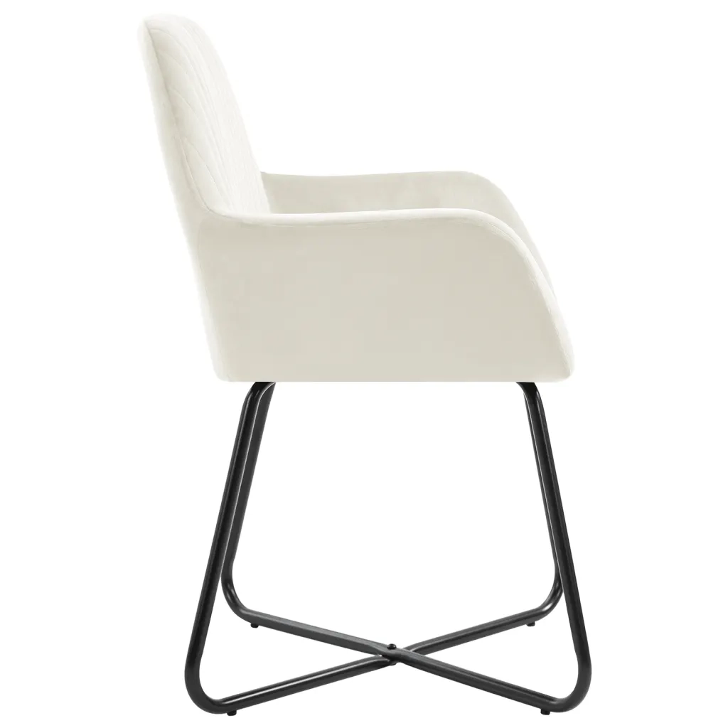 Sedie da Pranzo 4 pz Crema in Velluto cod mxl 68140
