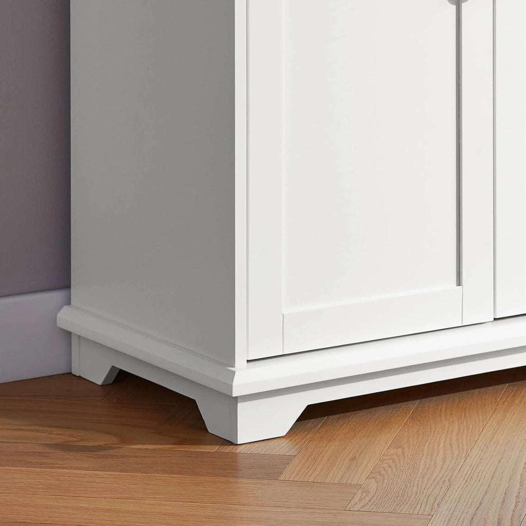 Credenza Alta per Cucina Mobile Buffet in Legno con 6 scomparti e 2 cassetti Armadio Dispensa in Stile moderno Bianco 75x40x175cm FSB76-W