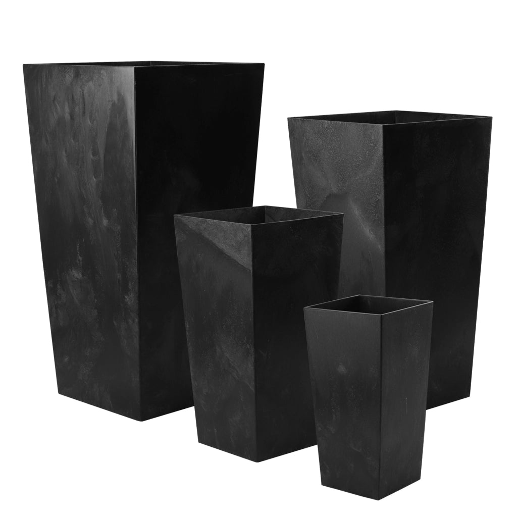 Vaso da giardino KADAX con inserto per fiori, grande e alto, nero, 29x57 cm